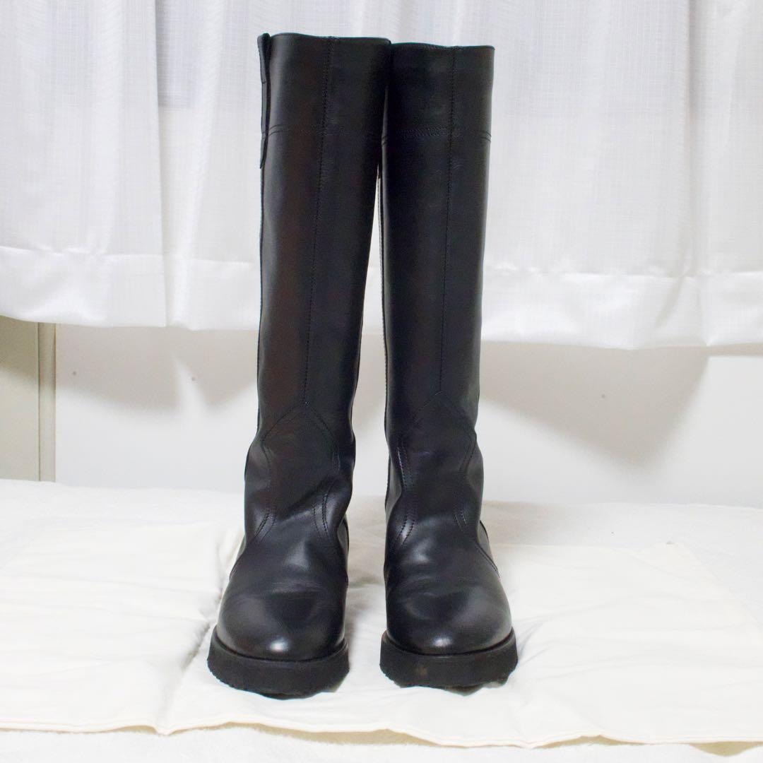 ファビオルスコーニ　ブラックレザー ロングブーツ　37