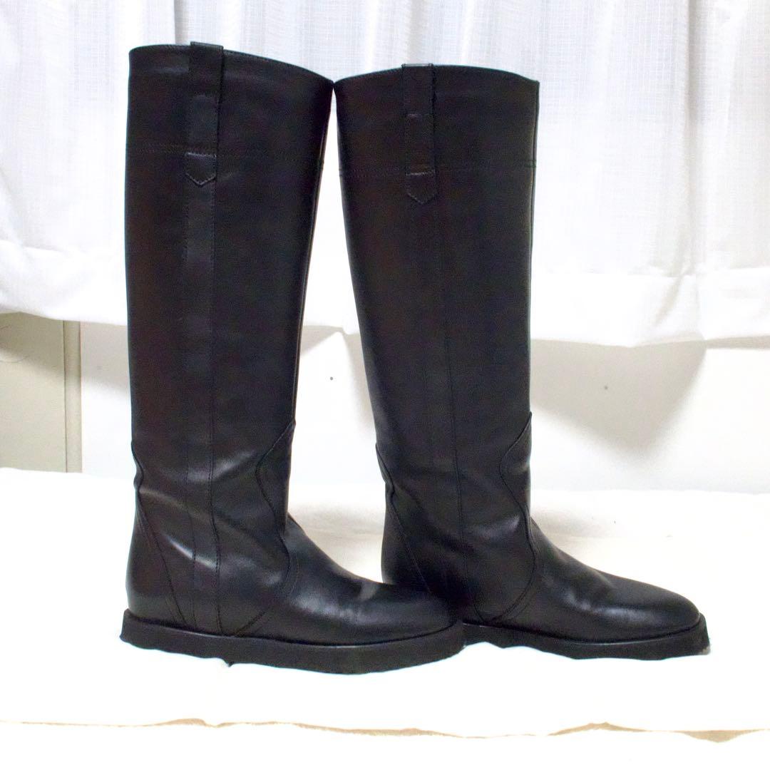 ファビオルスコーニ　ブラックレザー ロングブーツ　37