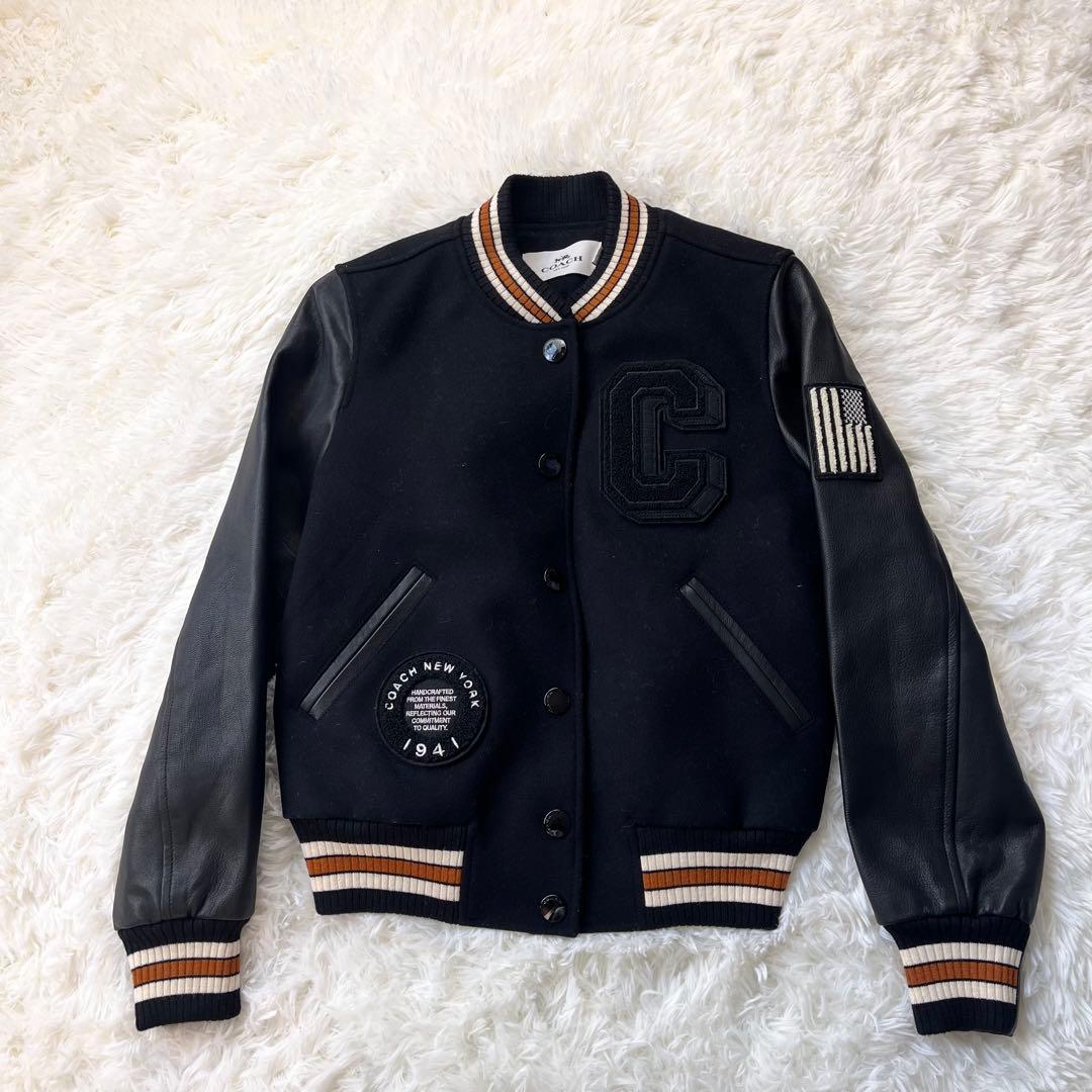 ほぼ未使用✨ COACH コーチ スタジャン 羊革 切替 ワッペン 星条旗