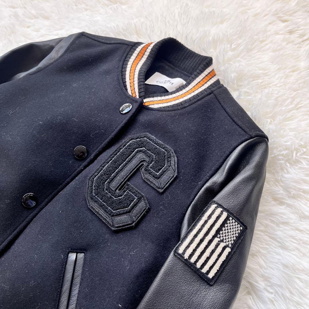 ほぼ未使用✨ COACH コーチ スタジャン 羊革 切替 ワッペン 星条旗
