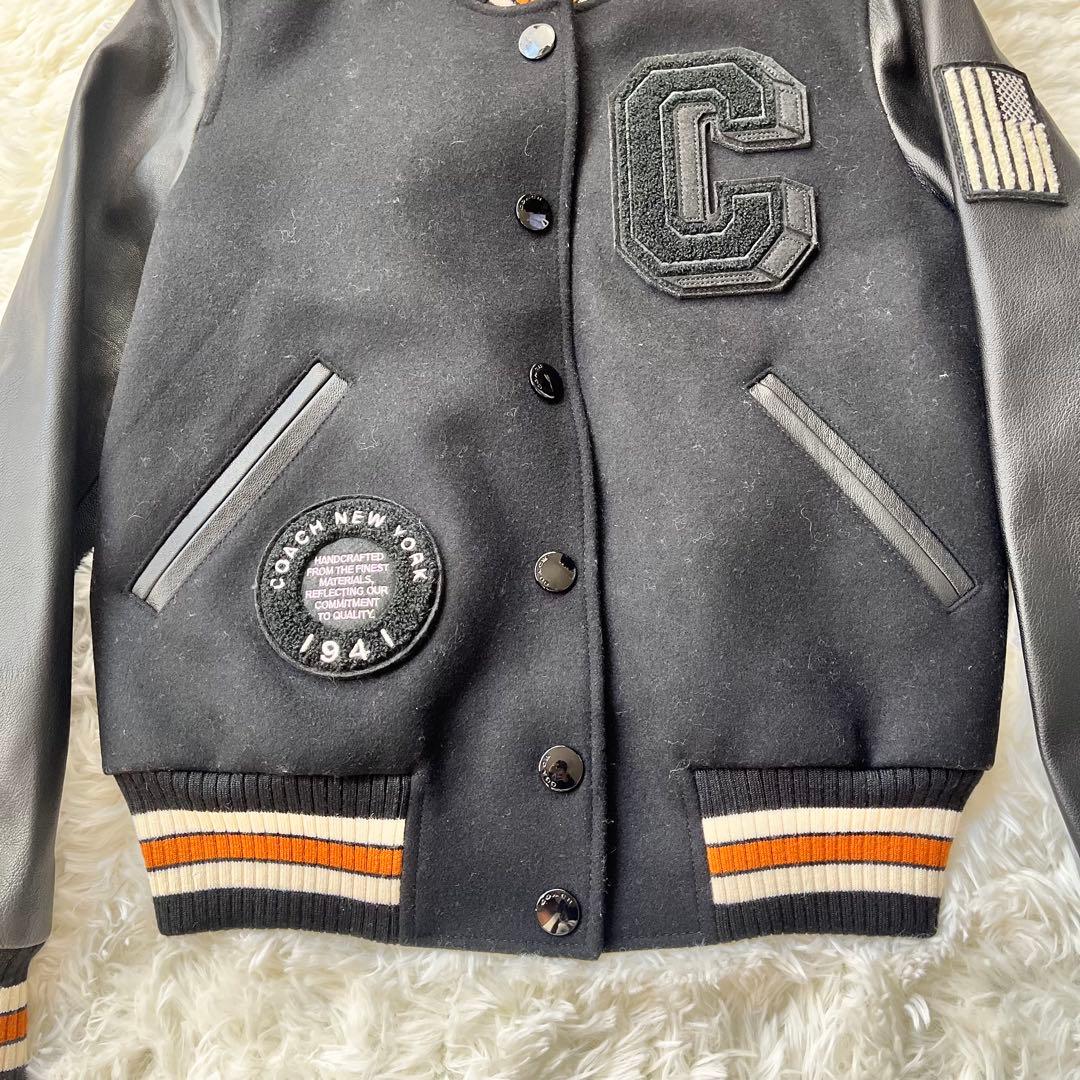 ほぼ未使用✨ COACH コーチ スタジャン 羊革 切替 ワッペン 星条旗