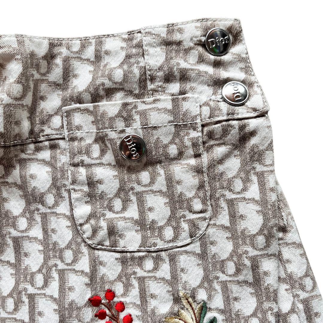 【希少】Christian Dior ロゴ総柄×フラワー刺繍 スカート6A