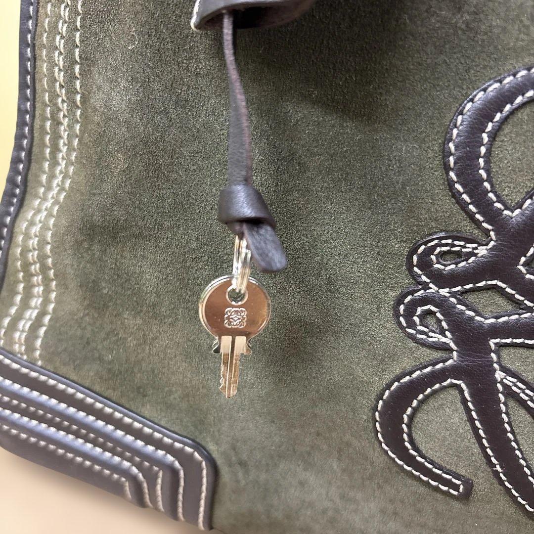 LOEWE アマソナ ミニボストン スエード カーキブラウン系