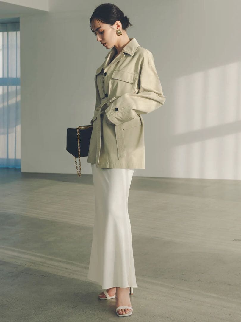 anuans サテンナロースカート IVORY S