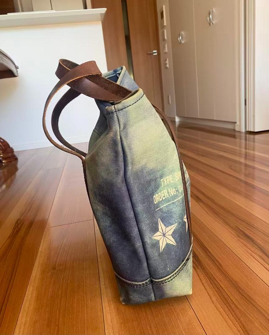 DIESEL大容量トートバッグ・本革ｘデニム・撥水ダメージ加工×不対称デザイン