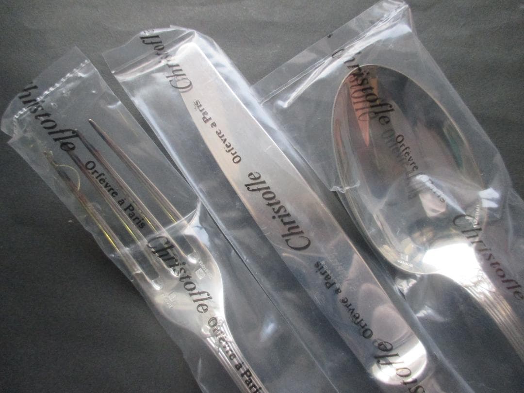 未使用品☆仏蘭西高級銀器クリストフルシルバー銀P　カトラリー３本　リュバン