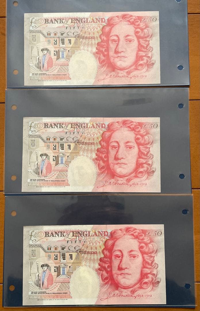 旧紙幣　イギリス50ポンド紙幣　3枚セット　古紙幣