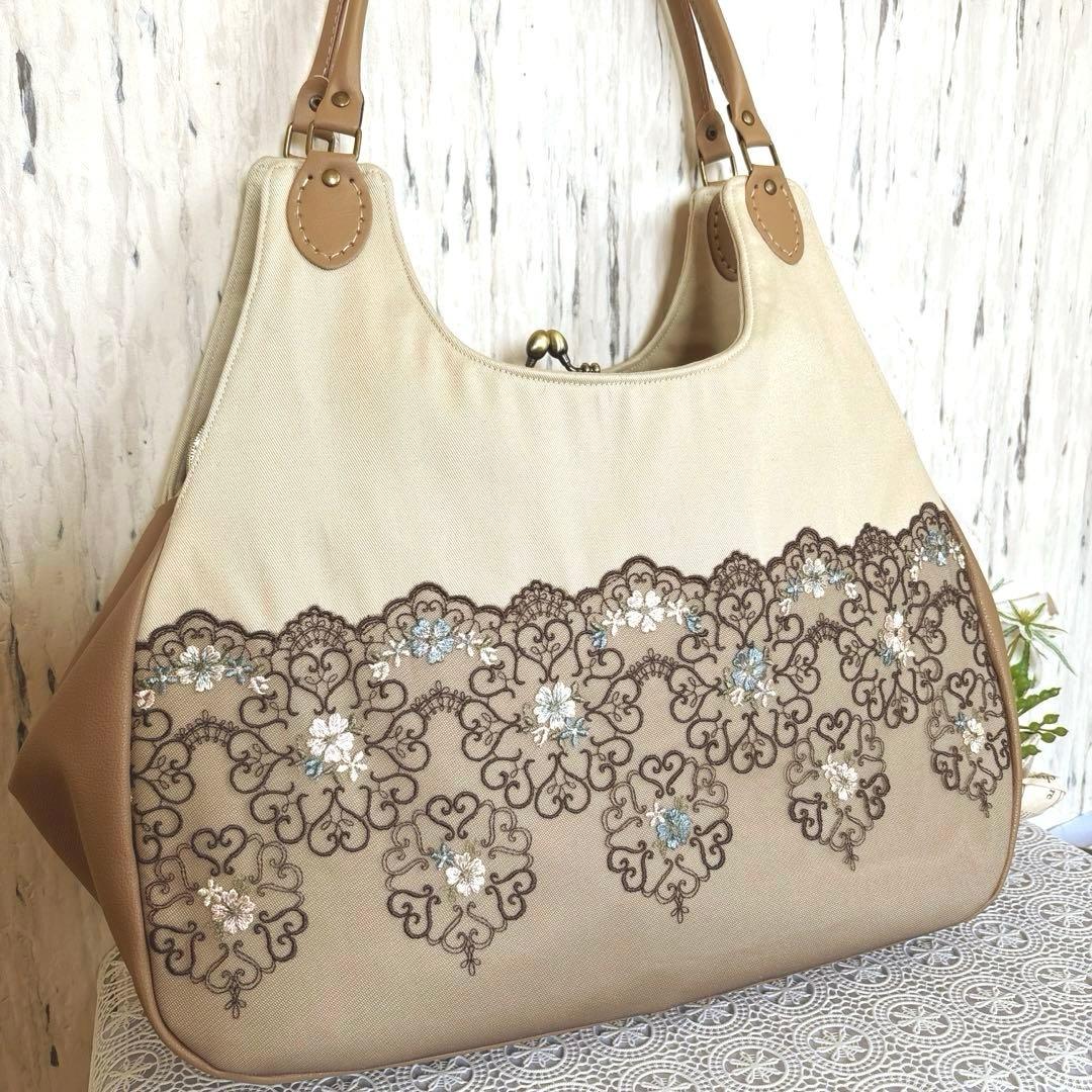 みっきー　特大あおりがま口バッグ　ハンドメイド