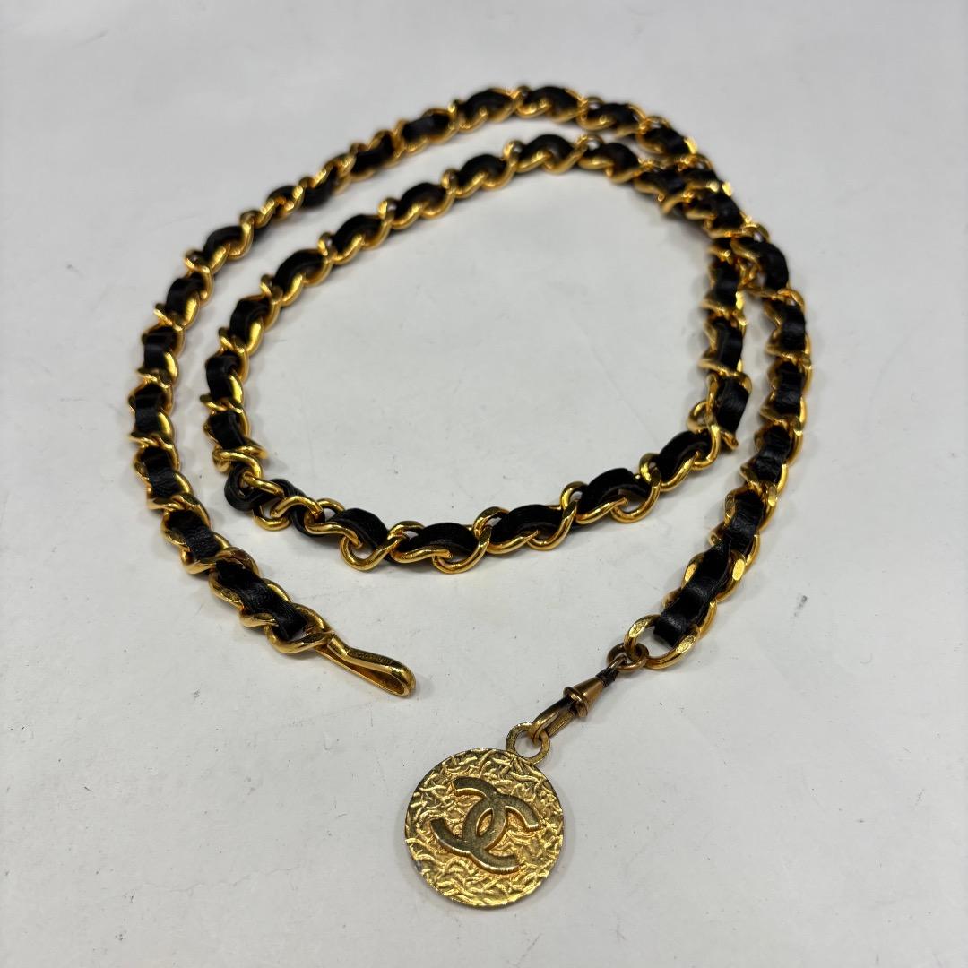 状態良【シャネル本物】チェーンベルト/ビンテージ/ココマーク/ゴールド×ブラック