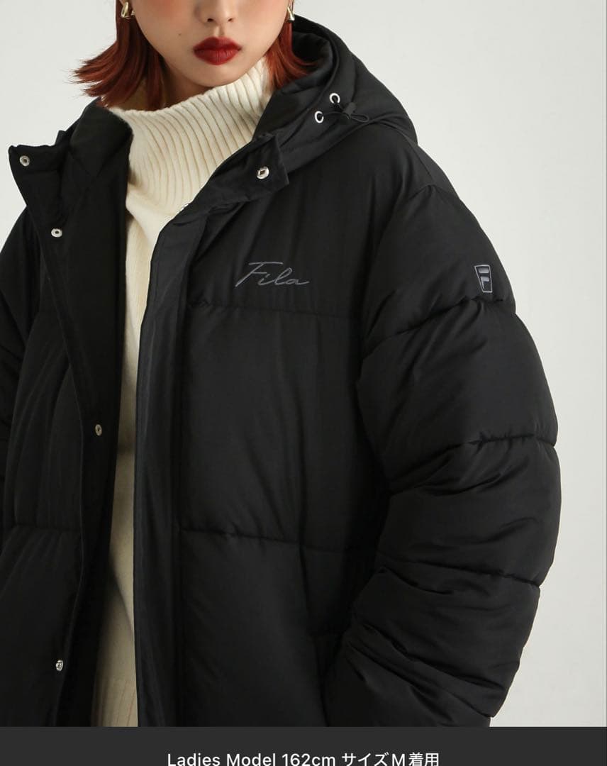 【値下げ中】ロングダウン　ベンチコート　FILA ブラック