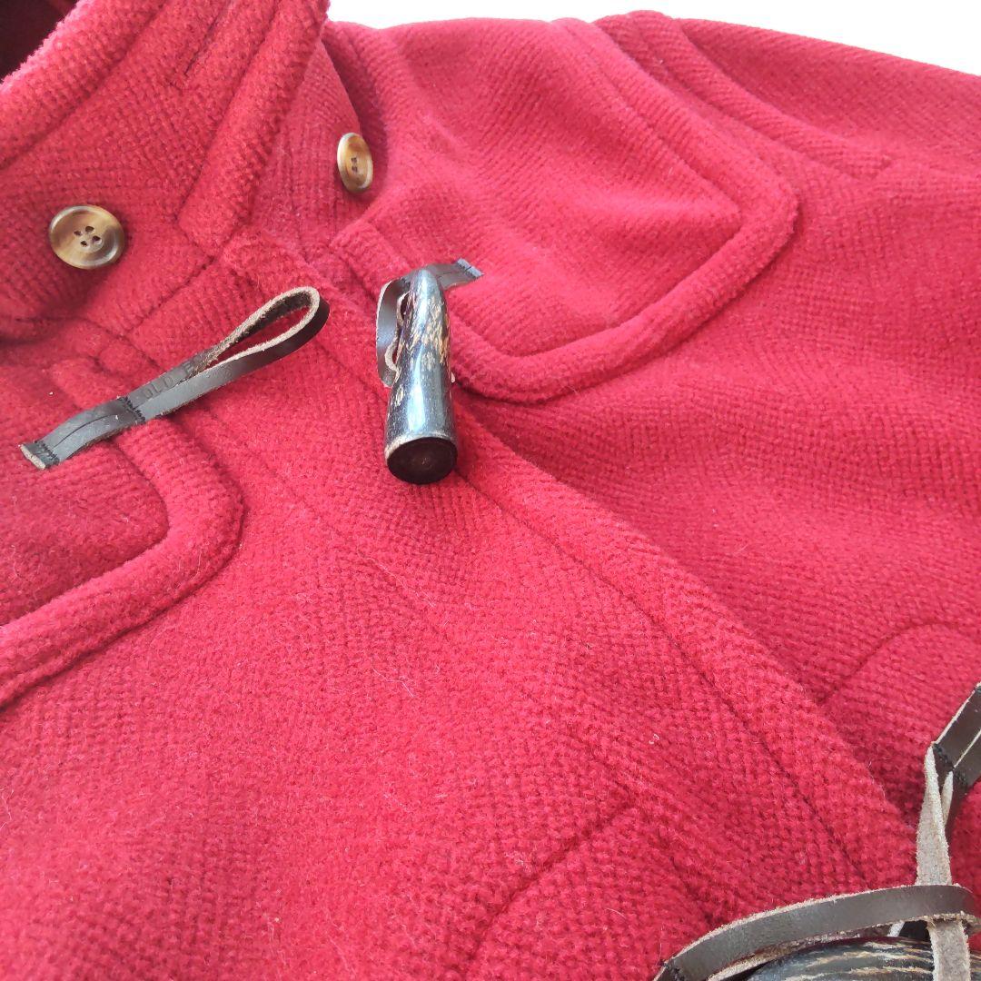 美品 オールドイングランド レディース ウール ヘリンボーン ダッフルコート 赤