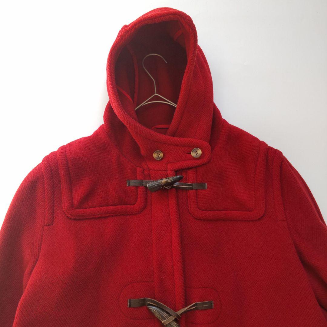 美品 オールドイングランド レディース ウール ヘリンボーン ダッフルコート 赤