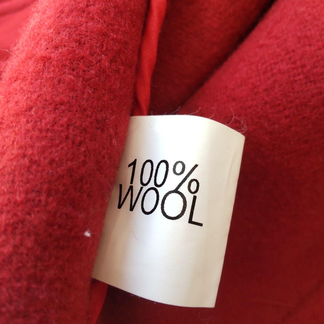 美品 オールドイングランド レディース ウール ヘリンボーン ダッフルコート 赤