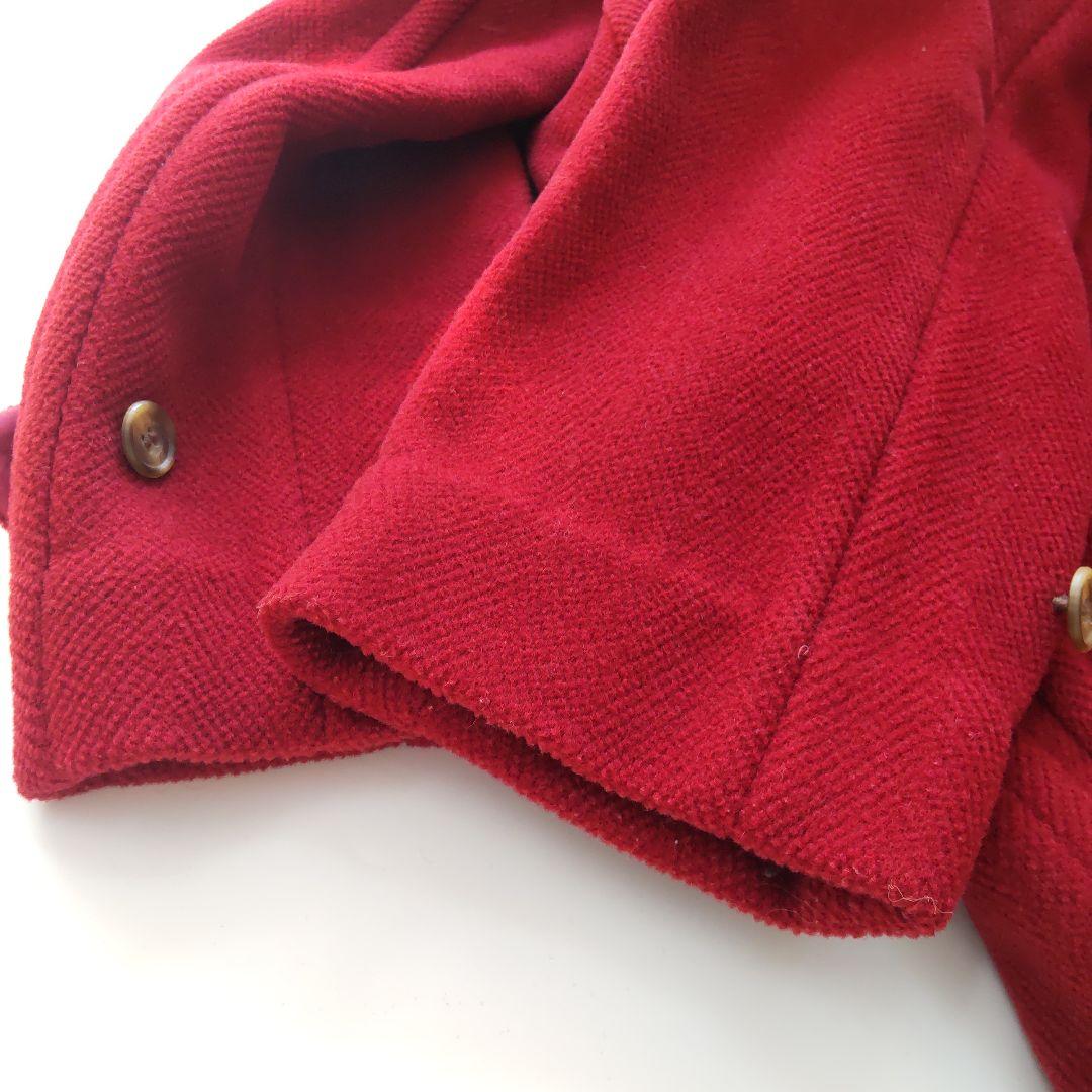美品 オールドイングランド レディース ウール ヘリンボーン ダッフルコート 赤