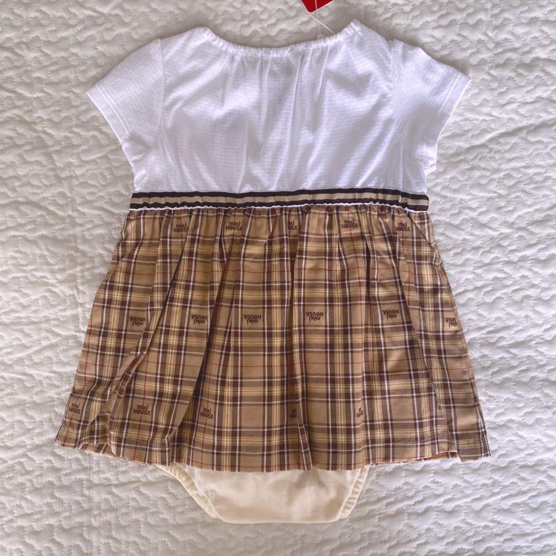 ᴺᴱᵂ新品　ミキハウス（80）ベア ショートオール ワンピース 刺繍