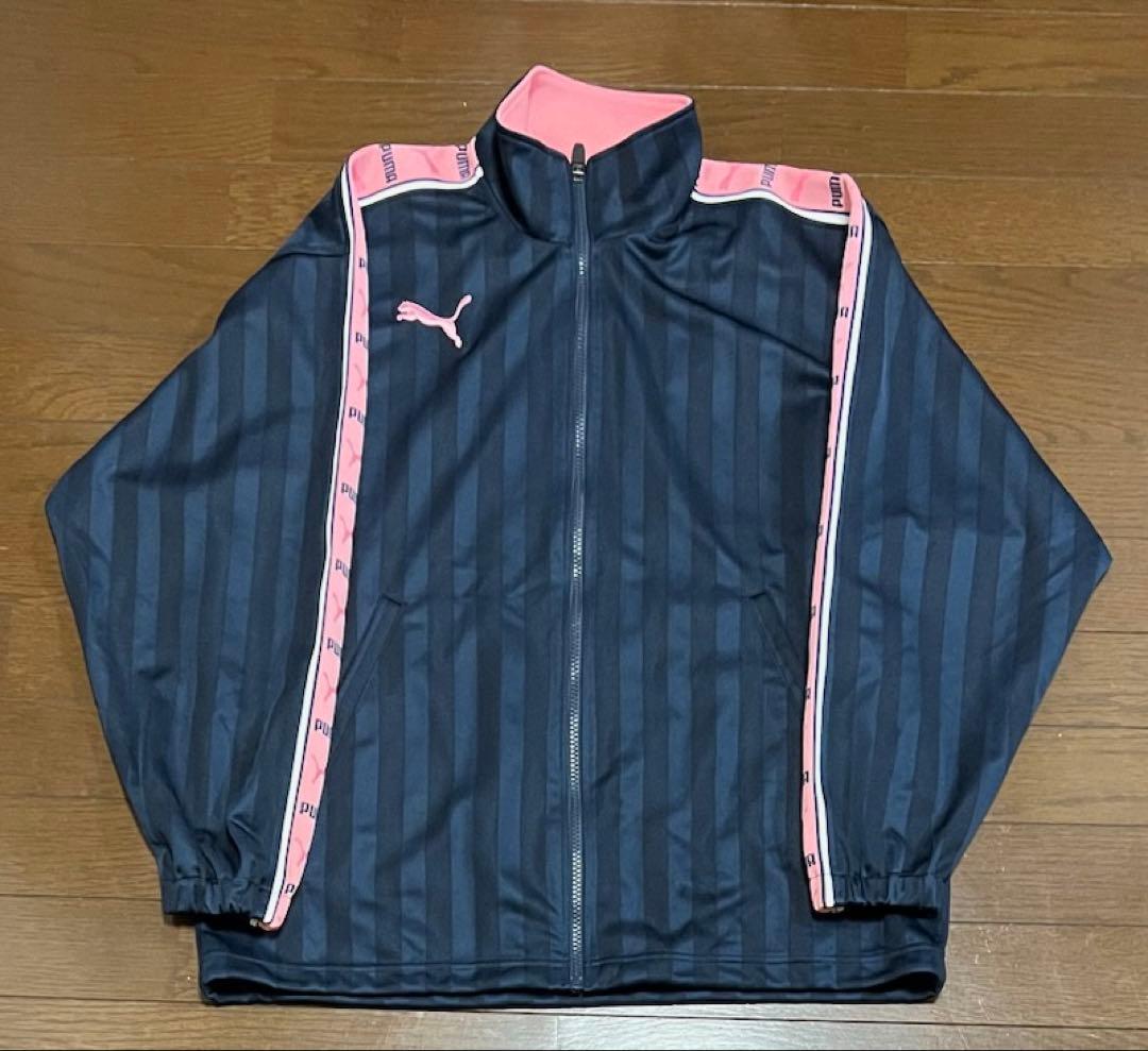 美品　PUMA プージャ　セットアップ上下　刺繍ロゴ　ネイビー　ピンク　SS