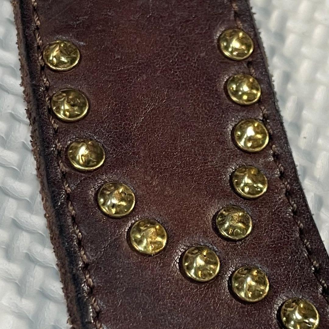 新品タグ付き カンポマッジ スタッズ レザーベルト アンティークブラウン レオン