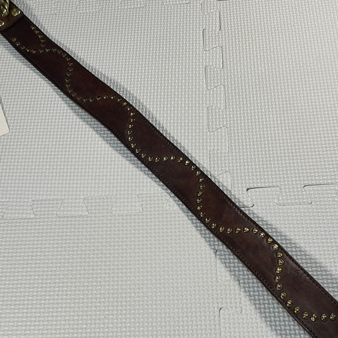新品タグ付き カンポマッジ スタッズ レザーベルト アンティークブラウン レオン