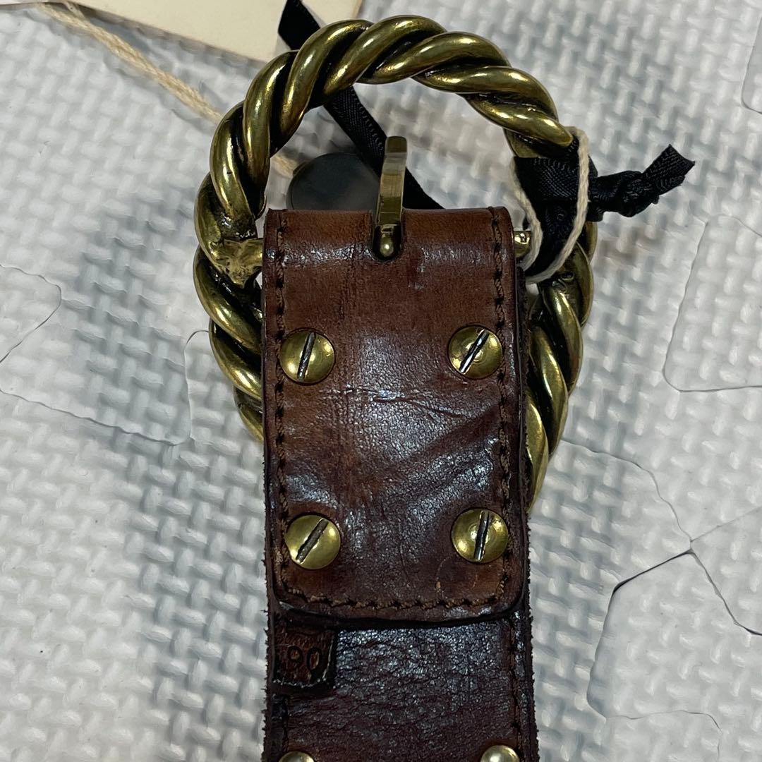 新品タグ付き カンポマッジ スタッズ レザーベルト アンティークブラウン レオン