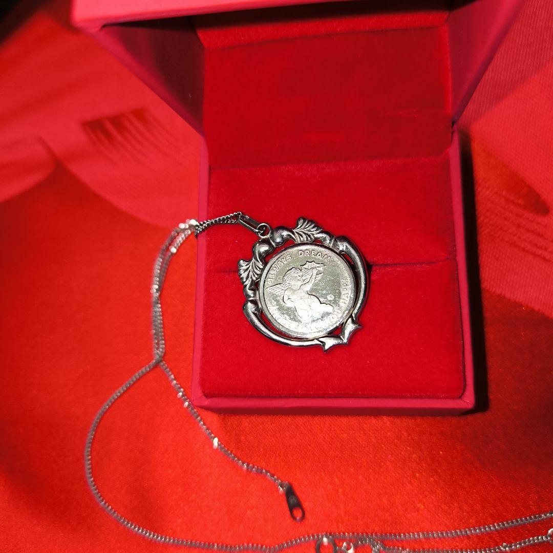 925シルバー 天使デザインメダルペンダント