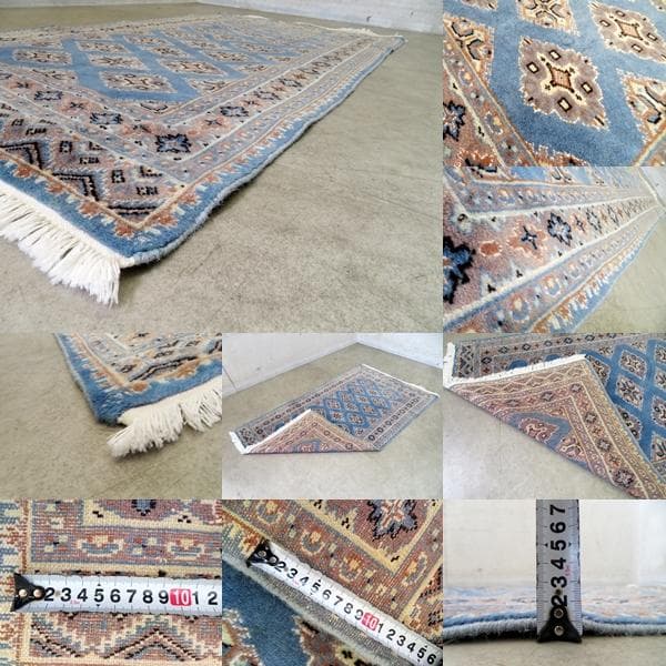 展示品■パキスタン製■ウール■絨毯■手織り■ラグ■カーペット■伝統■幾何学模様■