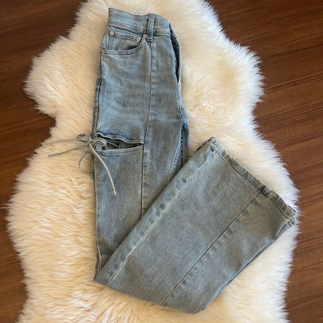美品♡ROSEXXYカットアウト　リボンデニム　ライトブルー　S size♡