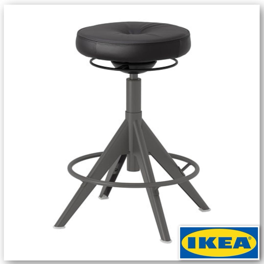 【美品】IKEA TROLLBERGETトロルベルゲット黒/回転/丸椅子/昇降式