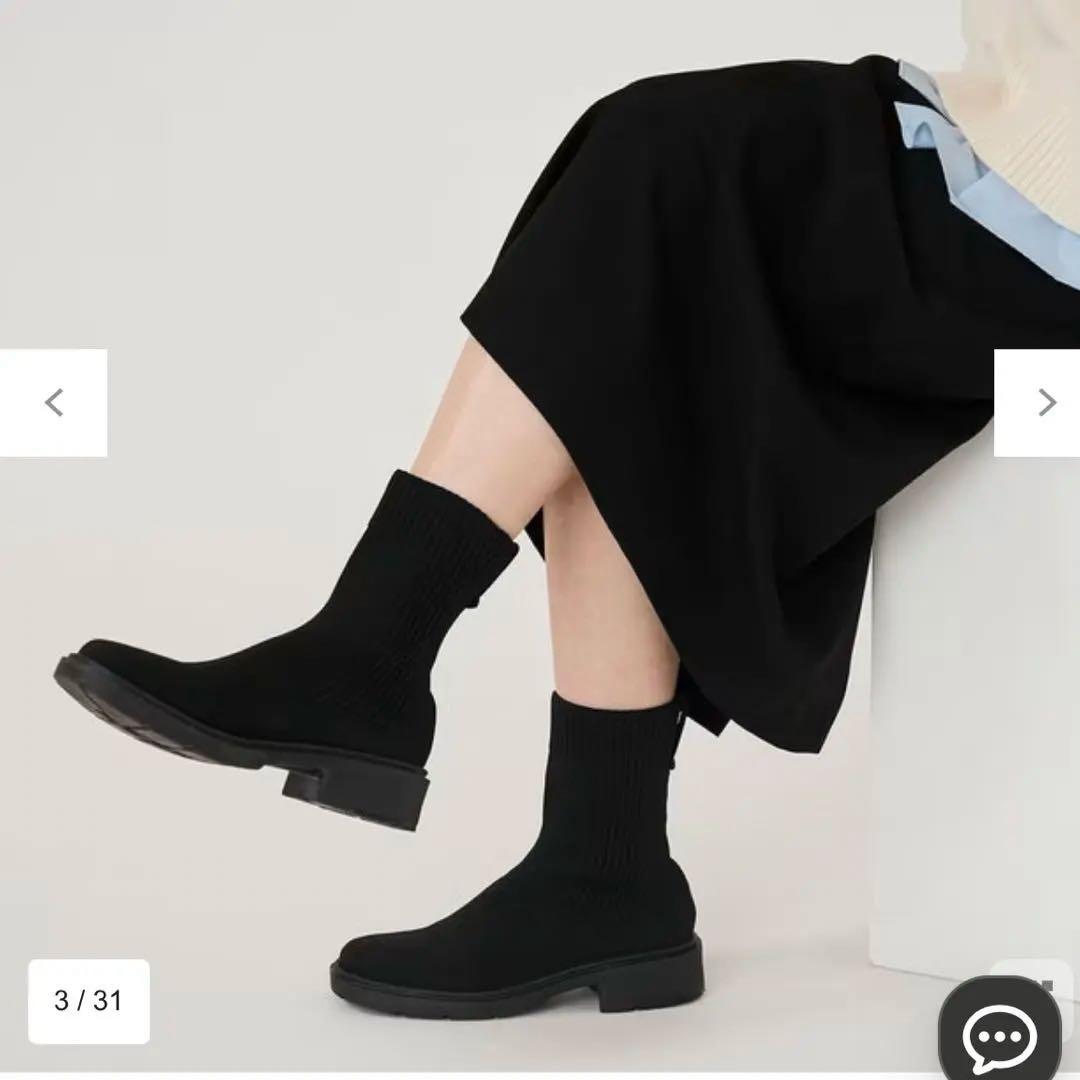 【新品】オンワード　steppi サイドゴアブーツ ブラック23.5センチ　黒