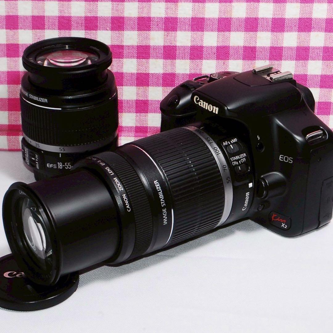 ☆思い出を綺麗に残そう☆Canon kiss x2一眼レフ ダブルズームキット