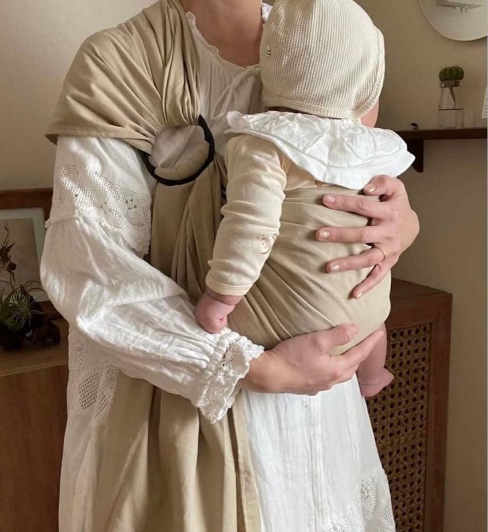 MIRI SLINGベージュ コットン スリング 黒リング付き