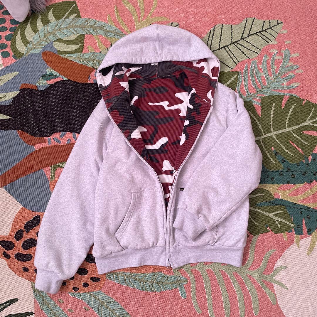 トップス Reversible Work Zip Up Hooded Sweatshirt