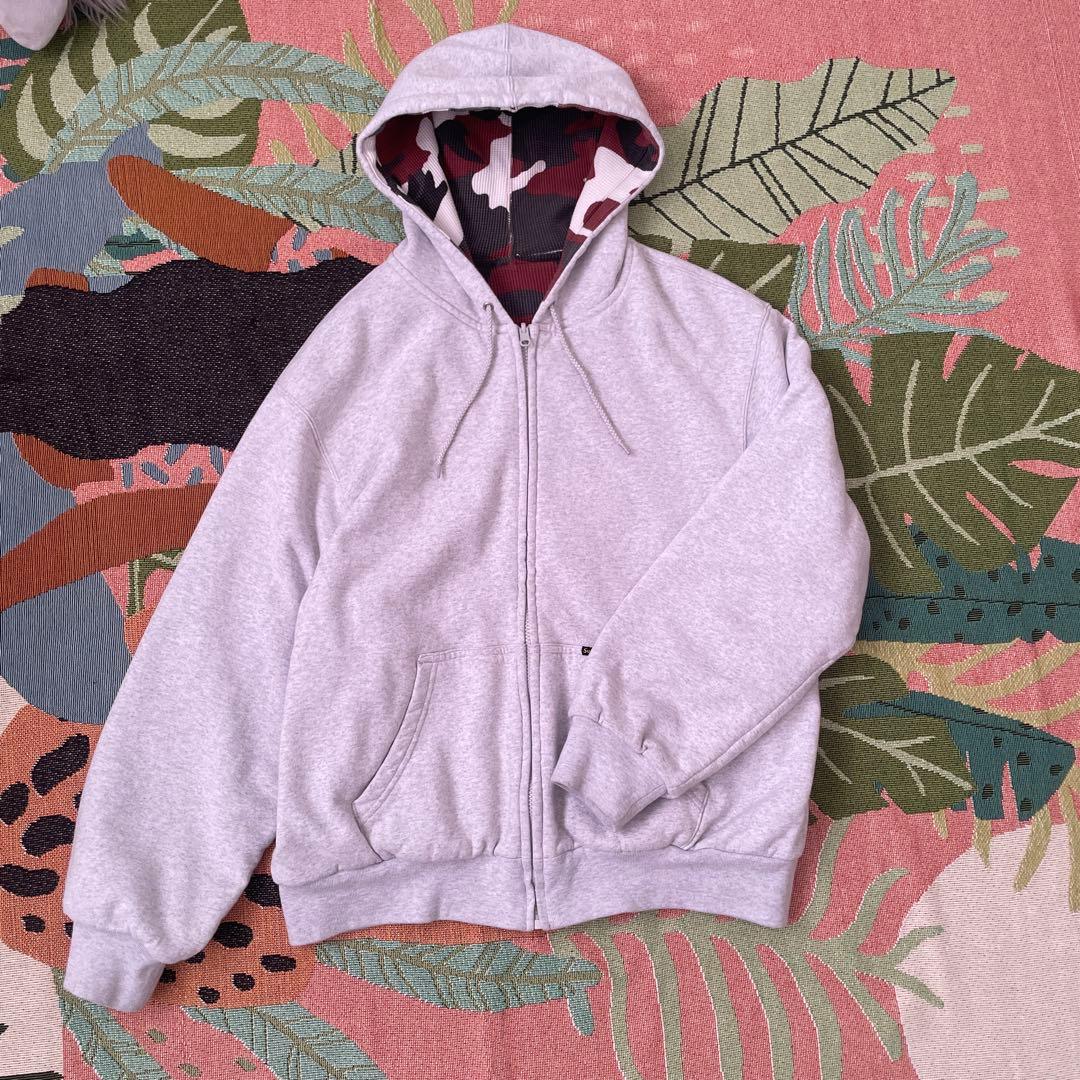 トップス Reversible Work Zip Up Hooded Sweatshirt