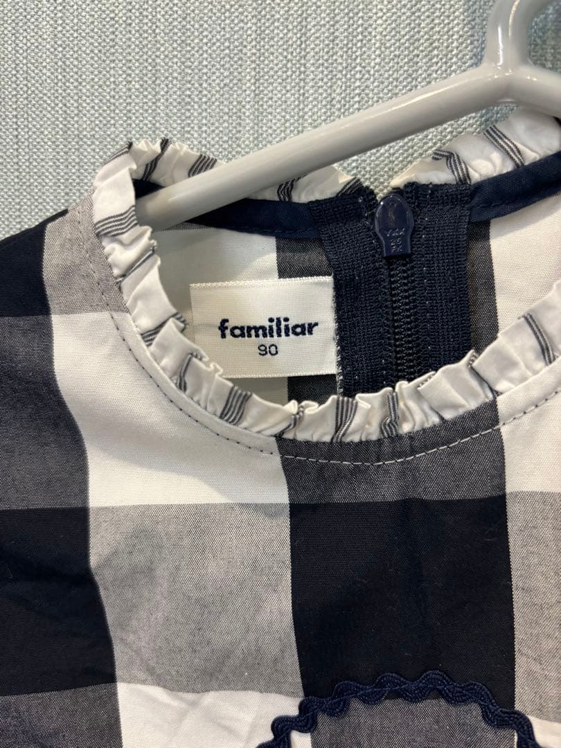 美品　ファミリア　ギンガムチェック　ワンピース　90