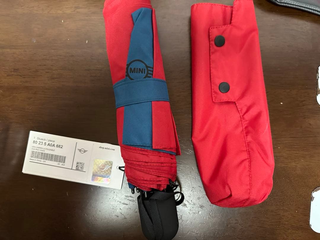 MINI レッドトートバッグ 、ポーチ、折りたたみ傘、マグカップ
