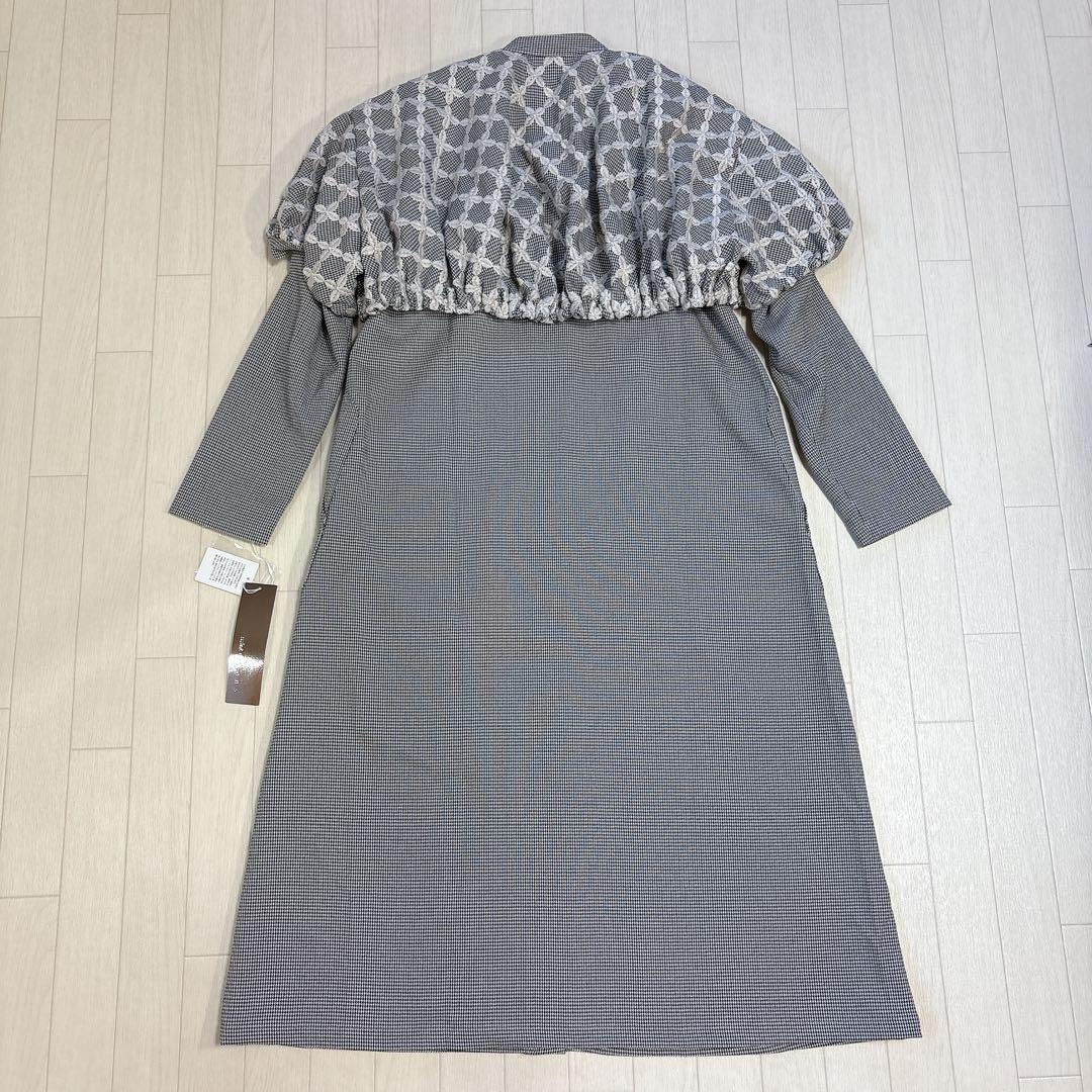 タグ付き 25AW ミントデザインズ ミックスチェックドレスコート 刺繍 千鳥