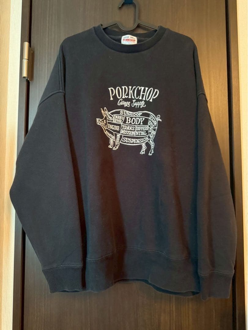 h*a様 PORKCHOP プリント スウェット 黒