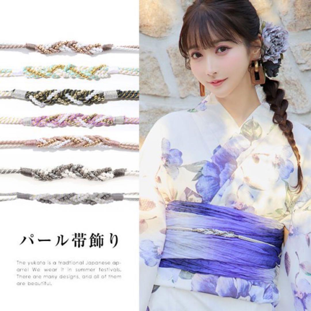 sugar 浴衣　フルセット　レース　モカ　ピンク　下駄　帯飾り　兵児帯　セット