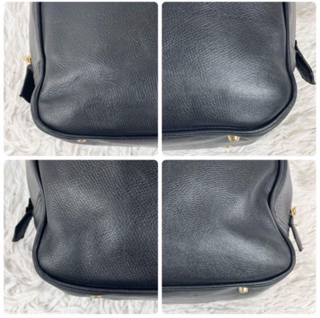 美品 ヴェルサーチ レザー ボストンバッグ メデューサ ロゴ型押し ブラック