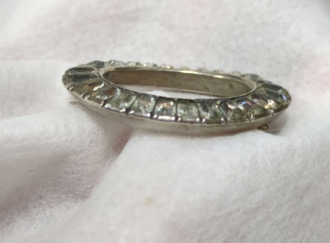 アンティーク　ジョージアン　オーバル　ペースト　ガラス　ブローチ