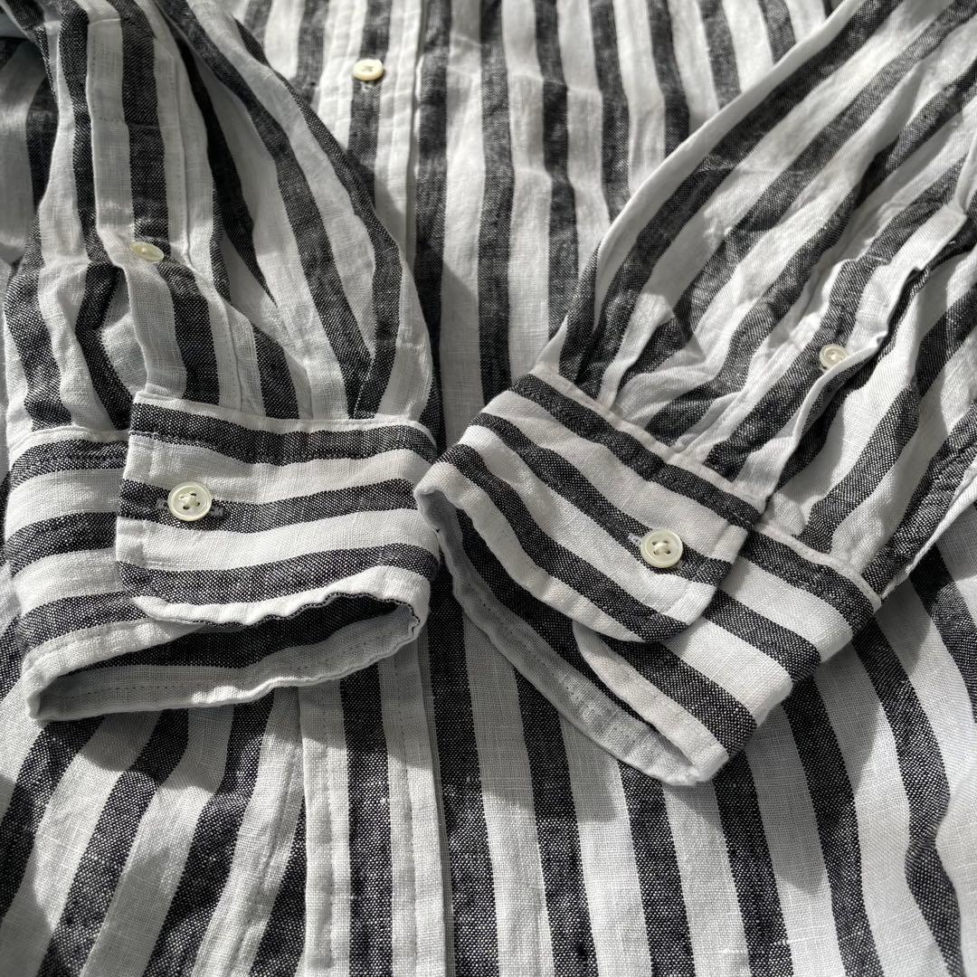 POLO RALPH LAUREN リネン100% ストライプシャツ L