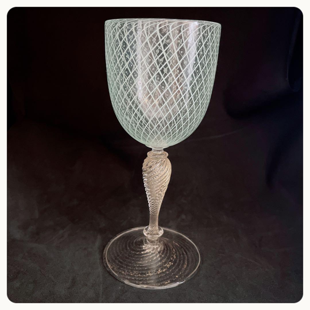 ベネチアガラス　手吹ワイングラス　ハンドメイド　ヴィンテージ