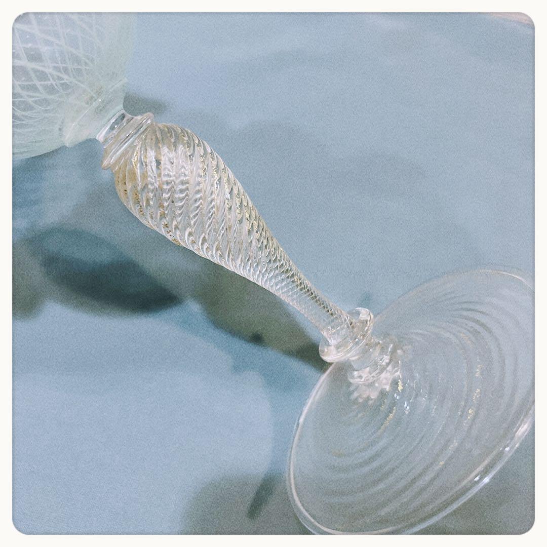 ベネチアガラス　手吹ワイングラス　ハンドメイド　ヴィンテージ