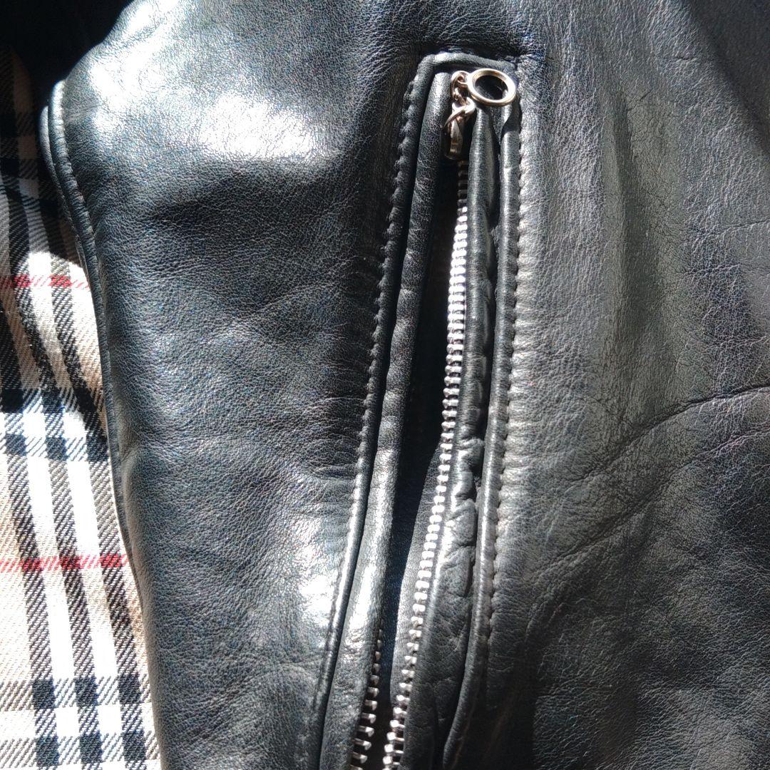 schott ブラックレザーシングルライダースジャケット 42