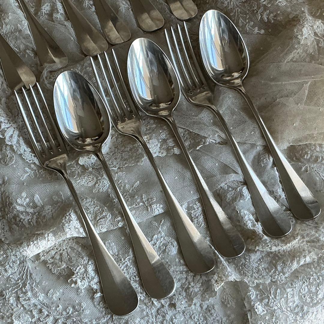 フランスアンティーク　６セット♡　すずらん　スプーン＆フォーク　モノグラム