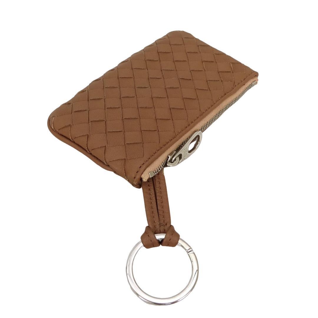本物未使用■ボッテガヴェネタ■ブラウンイントレチャートキーホルダー付ケース