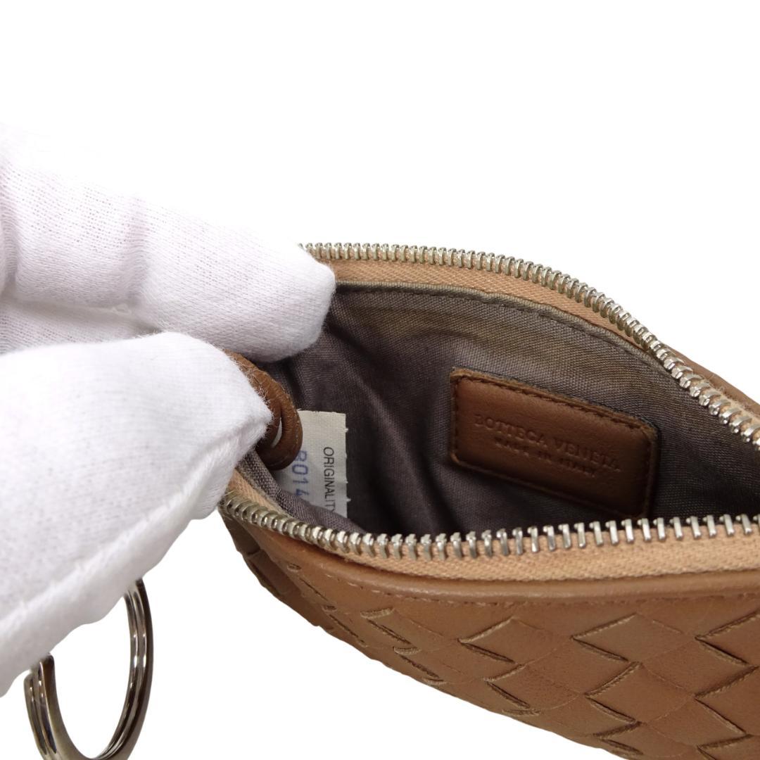 本物未使用■ボッテガヴェネタ■ブラウンイントレチャートキーホルダー付ケース