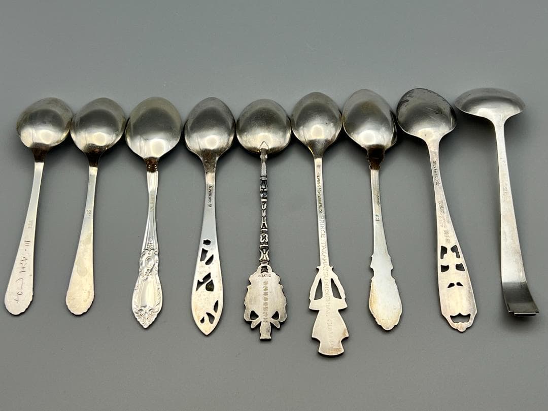SILVER950 925 600 銀製 刻印 スプーン 9点 重量144g
