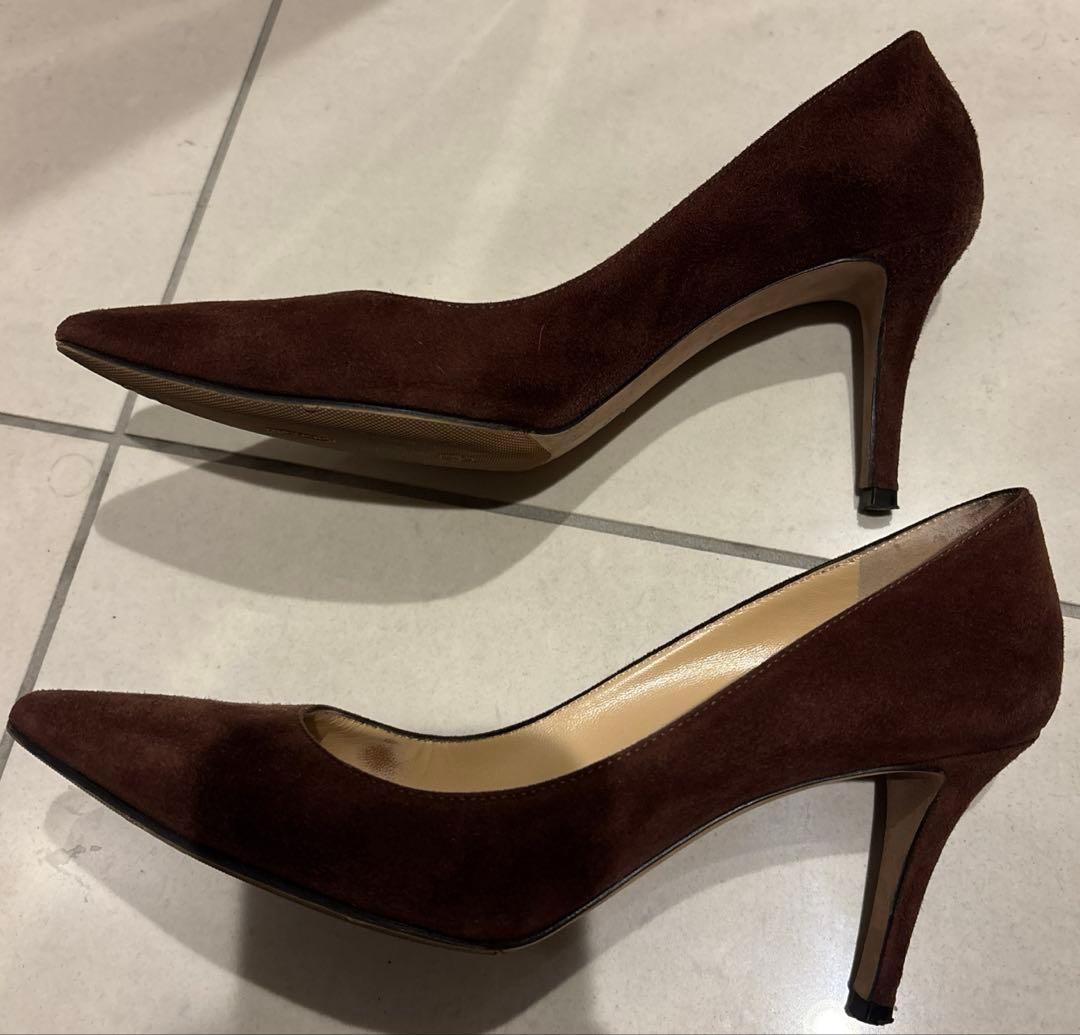 【タイムセール】PELLICO ブラウン スエードパンプス