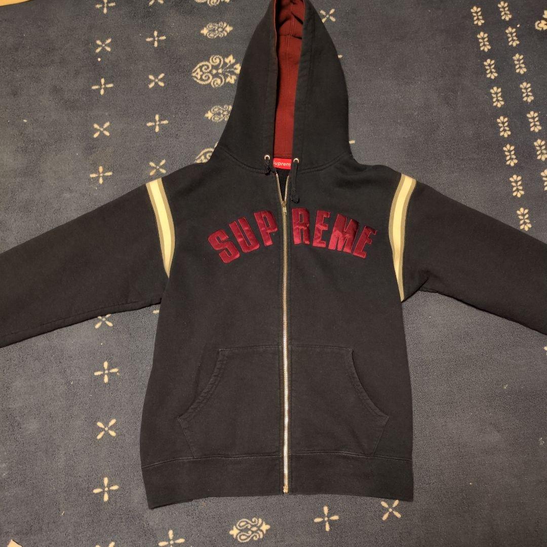 Supreme ジップアップパーカー ネイビー M　肉厚