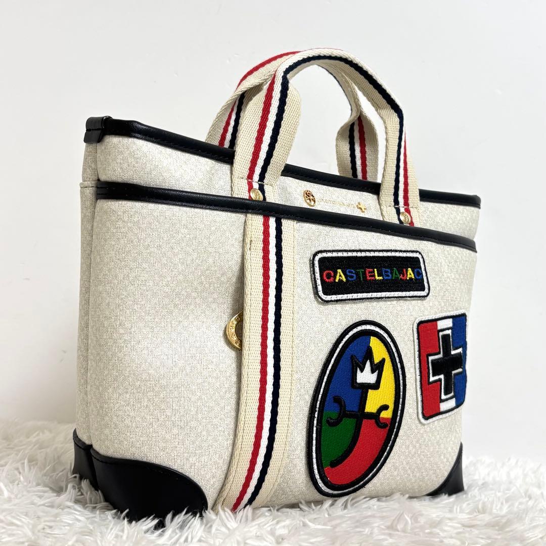 【極美品】 カステルバジャック アプリ トートバッグ　ハンドバッグ ワッペン